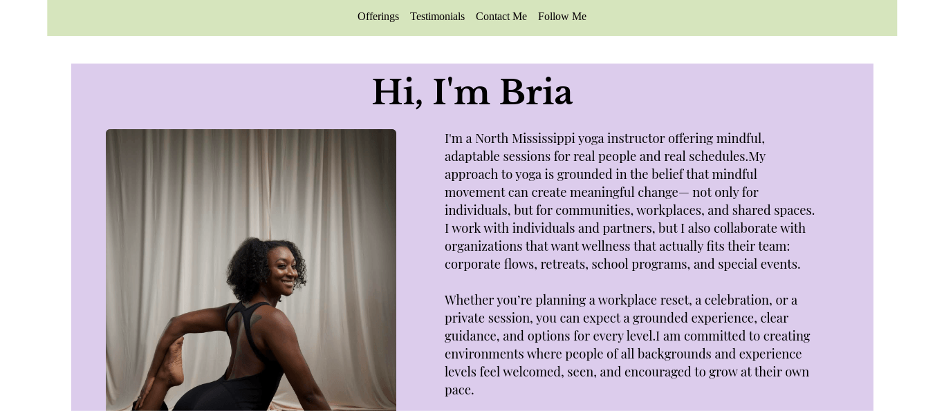 screenshot of Yoga with Bria website