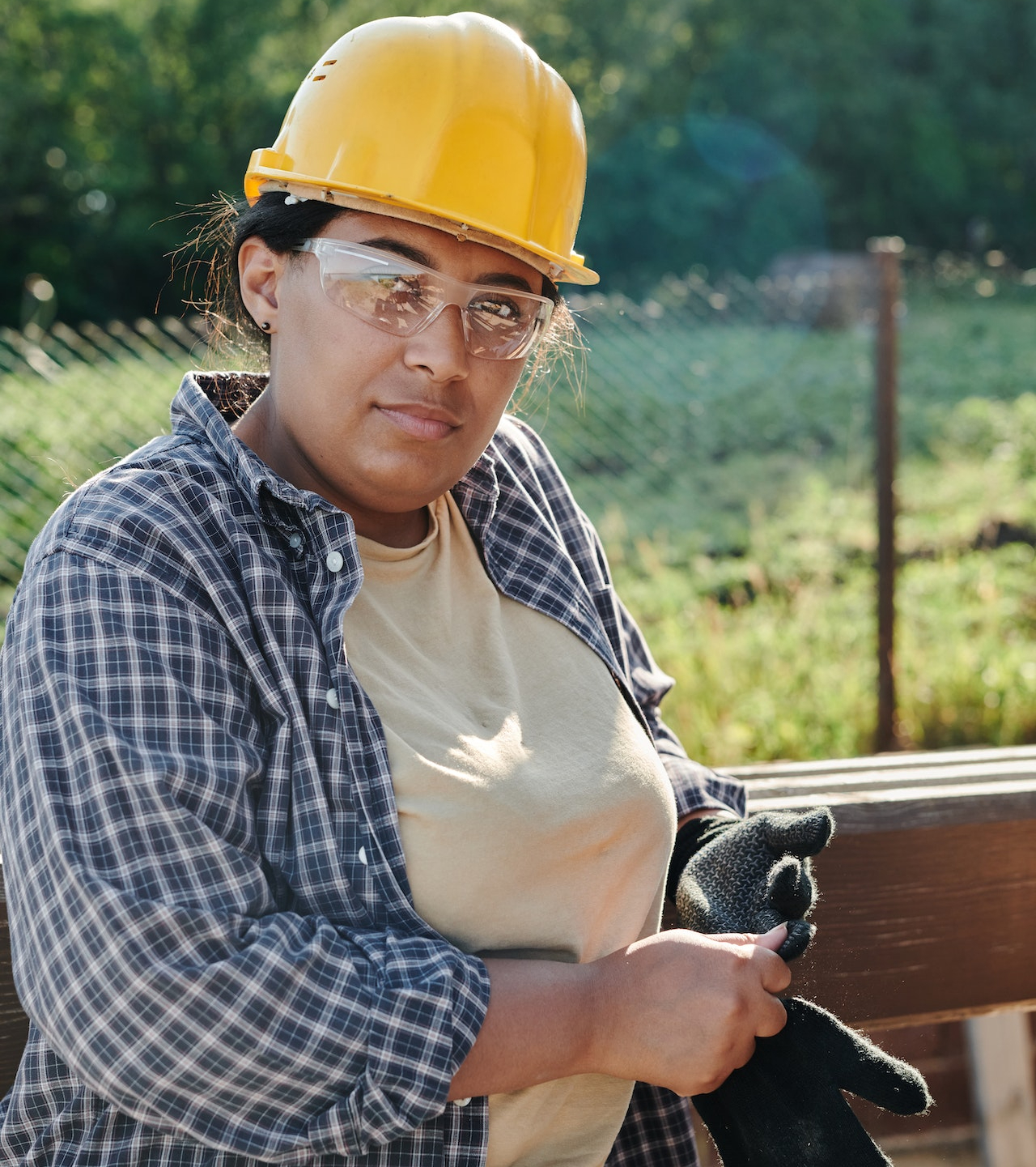 photo of Saanvi on-site in constuction hat